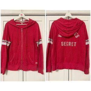 VICTORIA’S SECRET VSP SEQUIN LOGO FULL ZIP SWEATER Jacket SIZE Medium Y2K Inspir